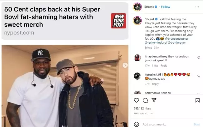 50 Cent weight - 50 cent Instagram reply to weight shaming