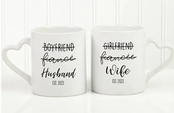 The Relationship Status Personalized Mug Set - last minute wedding gift ideas